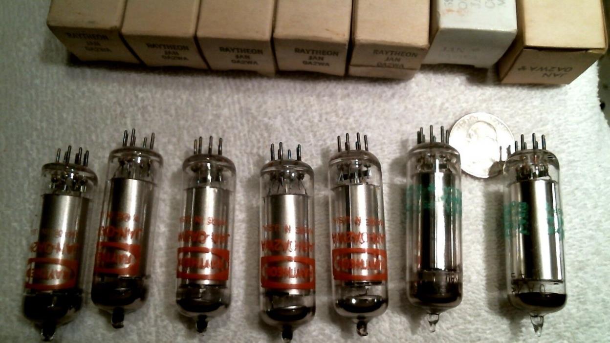 SLEEVE  OF  5   RAYTHEON  JAN  0A2WA  TUBES + 2 Sylvania