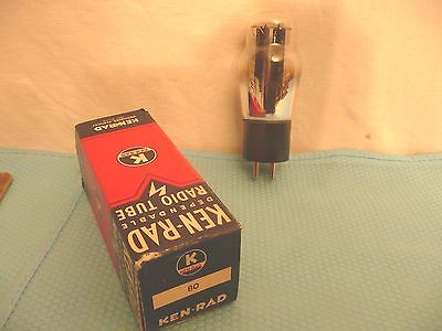 KEN-RAD #80 TUBE VINTAGE OEM and (1) ORIGINAL KEN-RAD #80  BOX Made in U.S.A.
