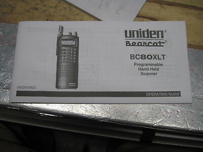 Manual Operating User's Guide For Bc80xlt Uniden Bearcat Hand Held Scanner