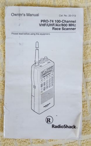 Radio Shack Manual for PRO-74 Scanner Manual Only