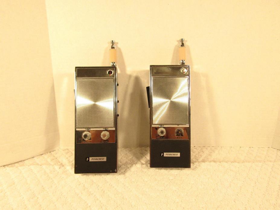 Vintage Transistors Walkie Talkies Model 8520 Pair 1969 Heavy Duty Leather skin!