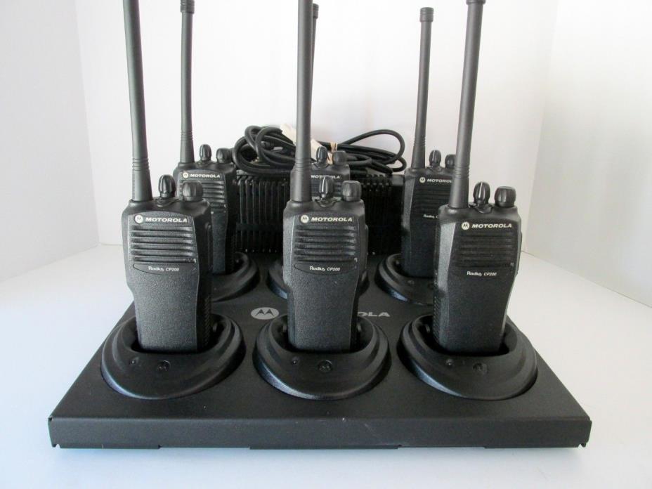 6 Motorola Radius cp200 VHF radios gang charger FREE programming - NICE !