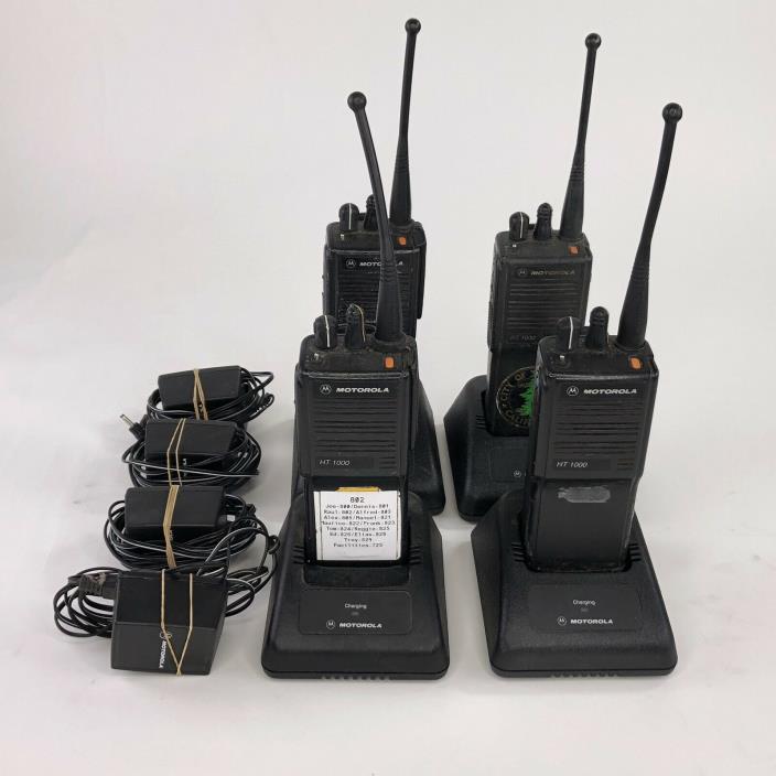 Motorola HT1000 UHF Portable Two Way Radios w/Chargers Lot of 4 Ham