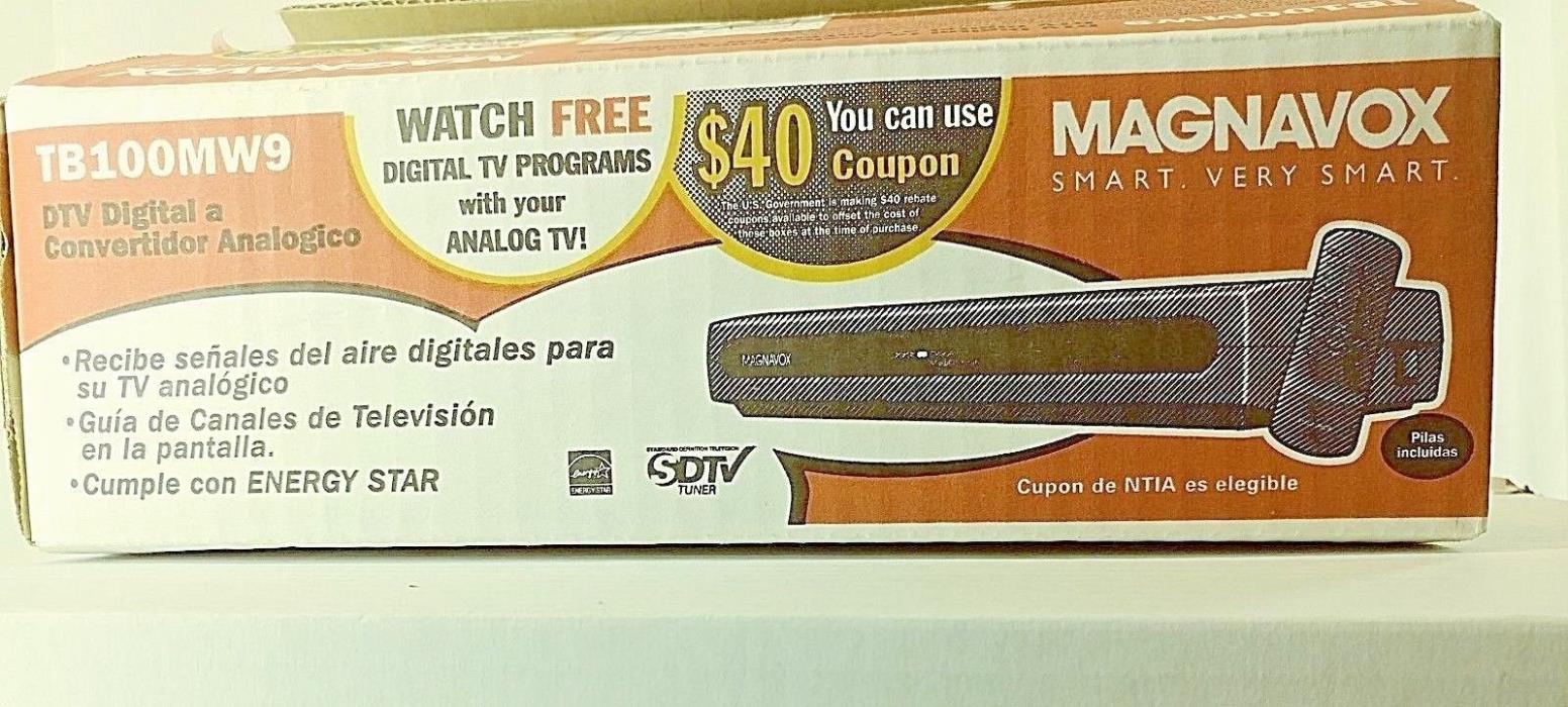 Magnavox TV Converter Box #TB100MW9 DTV Digital to Analog + Remote