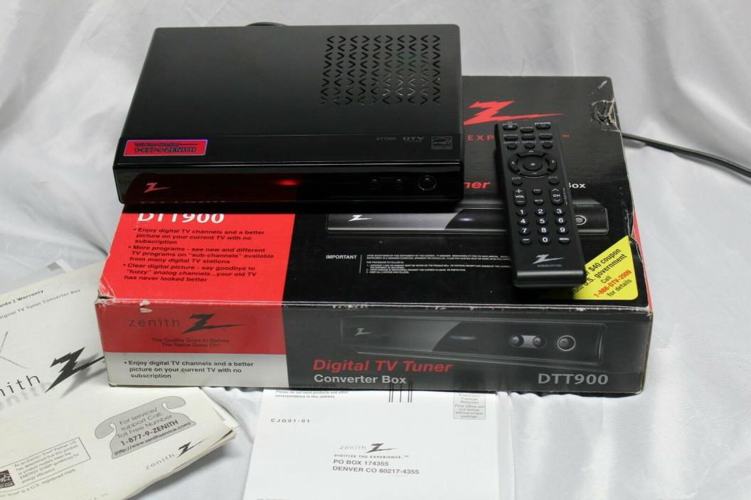 Used Zenith DTT900 Digital TV Tuner Converter Box With Cables and Remote