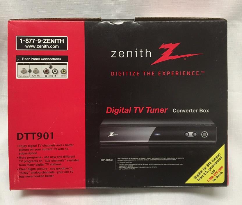 *NEW IN BOX* Zenith DTT901 DIGITAL TV Tuner CONVERTER BOX with Remote