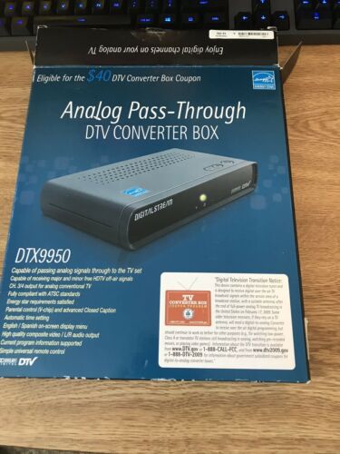 Digital Stream Analog Pass-through DTV Converter Box DTX9950 With Remote NIB