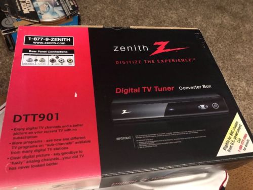 Zenith DTT901 Digital TV Turner Converter Box Analog Pass-Through Remote & Cable