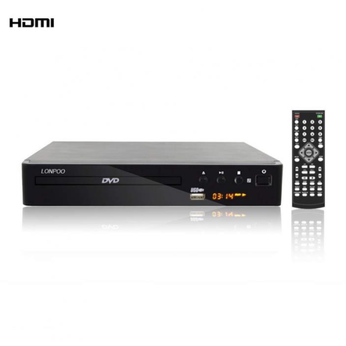 LONPOO Compact HD DVD Player (All Region Free, PAL/NTSC, 720p, HDMI/ MIC/ RCA/ U