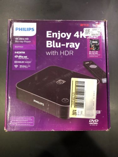 NEW Philips 4K Ultra HD WiFi Blu-ray Disc Player – Black BDP7501 W/ Netflix