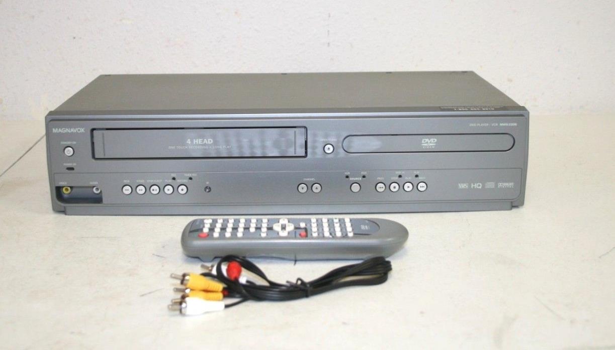 Magnavox MWD 2206 DVD Player VCR Player Recorder Factory Remote & Cables;TESTED