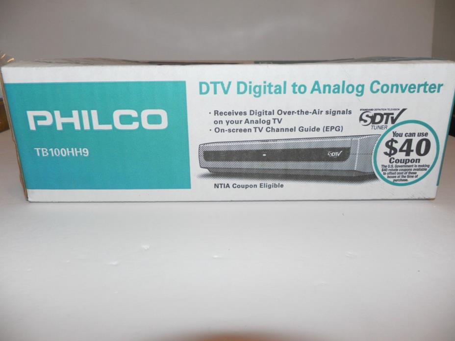 PHILCO DTV Digital to Analog Converter Box w Remote TB100HH9 - NEW