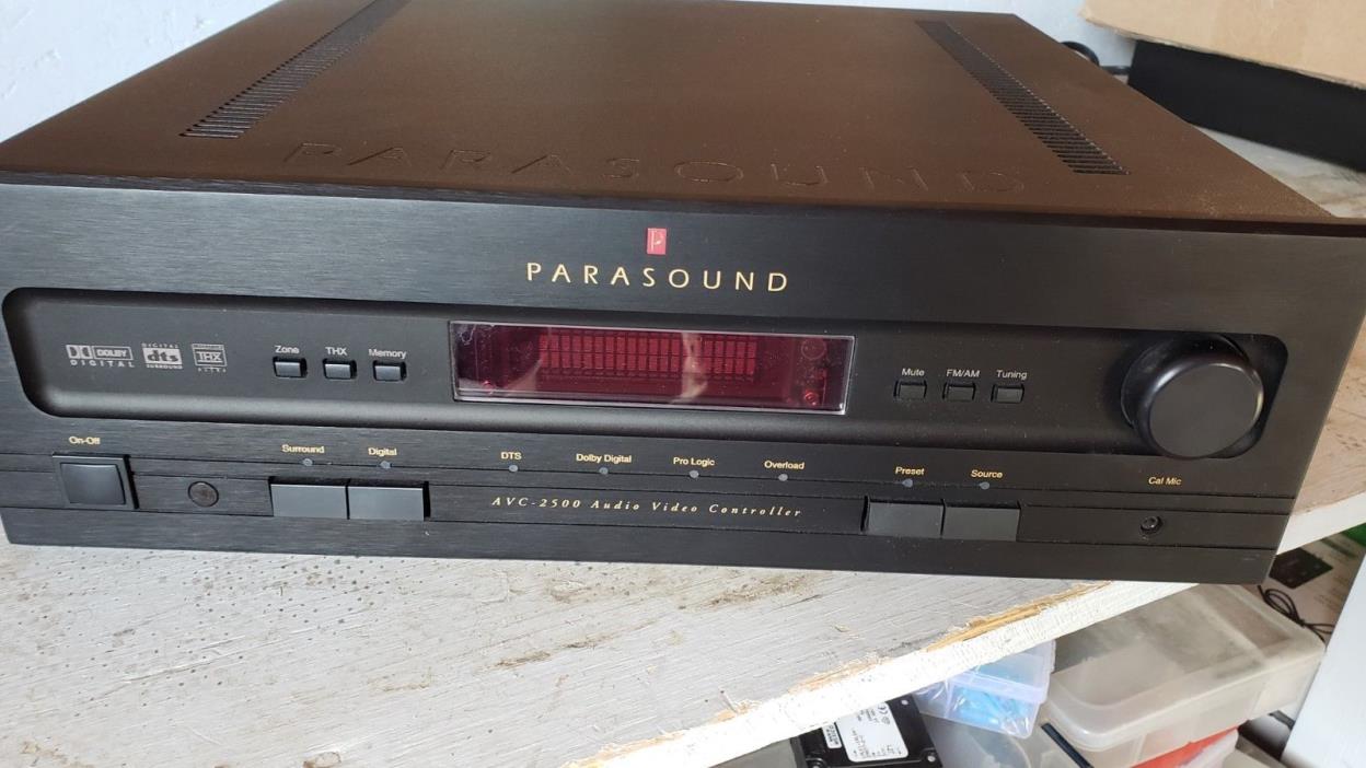 Parasound AVC-2500 Receiver Pre-Amplifier with remote and ACM-2500 Microphone