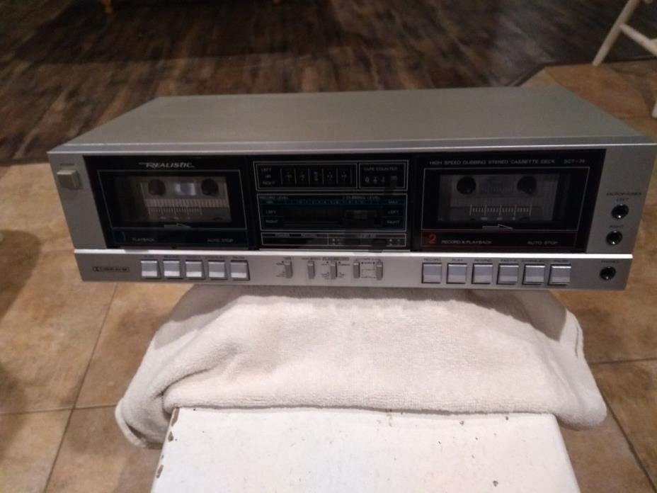 Vintage Realistic SCT-74 Stereo Double Cassette Deck Tape Player High Speed