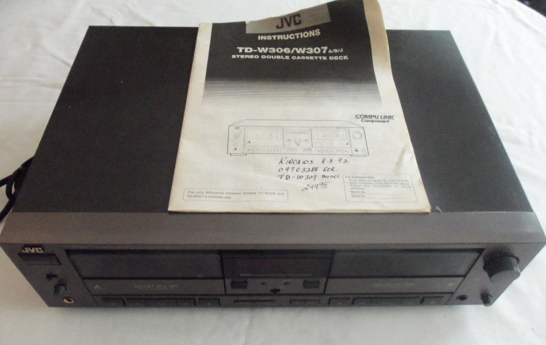 JVC TD-W307 Stereo Double Cassette deck Only. Compu Link Component Powers On Cou