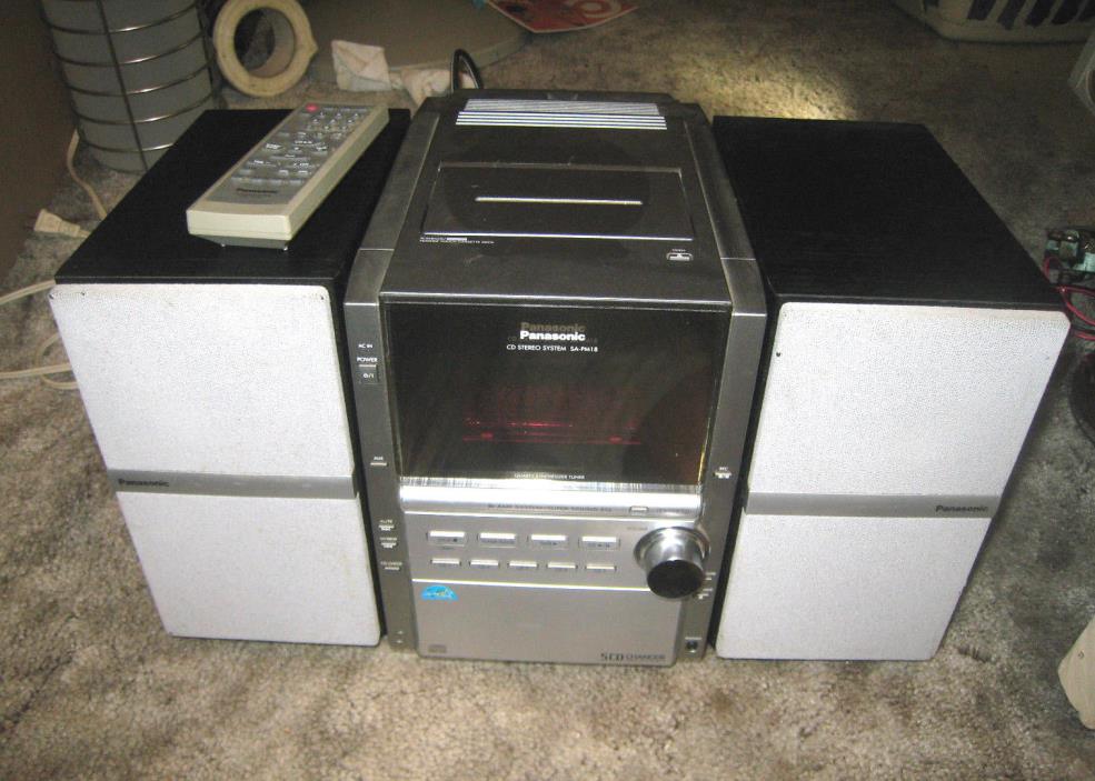 Panasonic SA-PM18 AM/FM 5 Disc CD Changer Cassette Player Stereo System works!