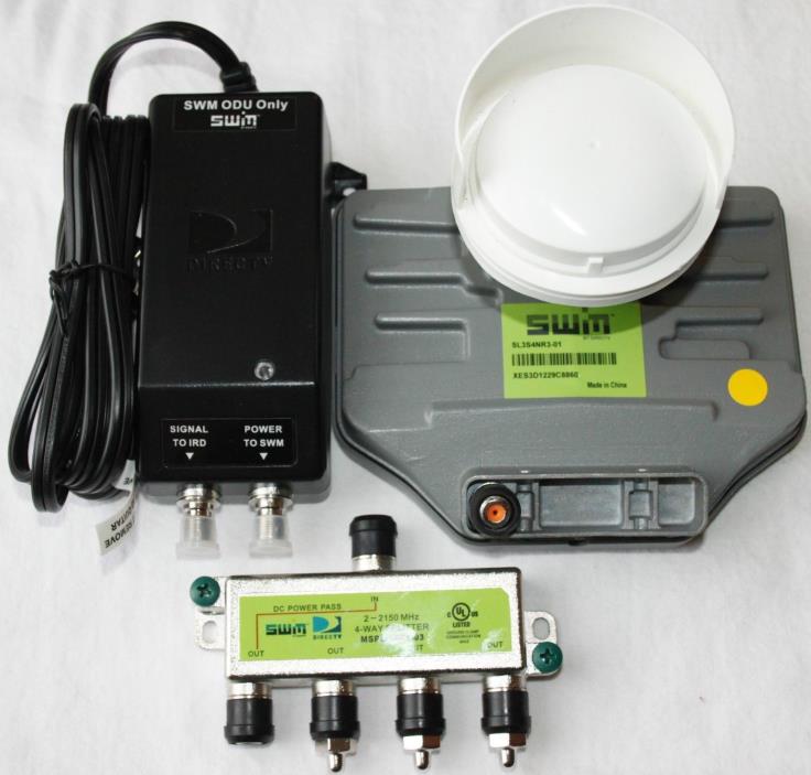 DirecTV SWM 4K SL3 LNB REVERSEBAND, Power & Splitter Green Slimline Satellite SW