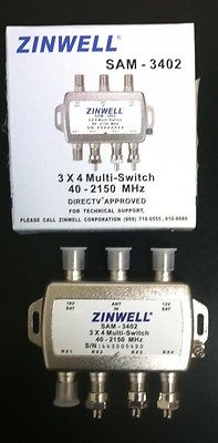 ZINWELL 3X4 MULTI-SWITCH QUAD OUTPUT SAM-3402 DIRECTV APPROVED