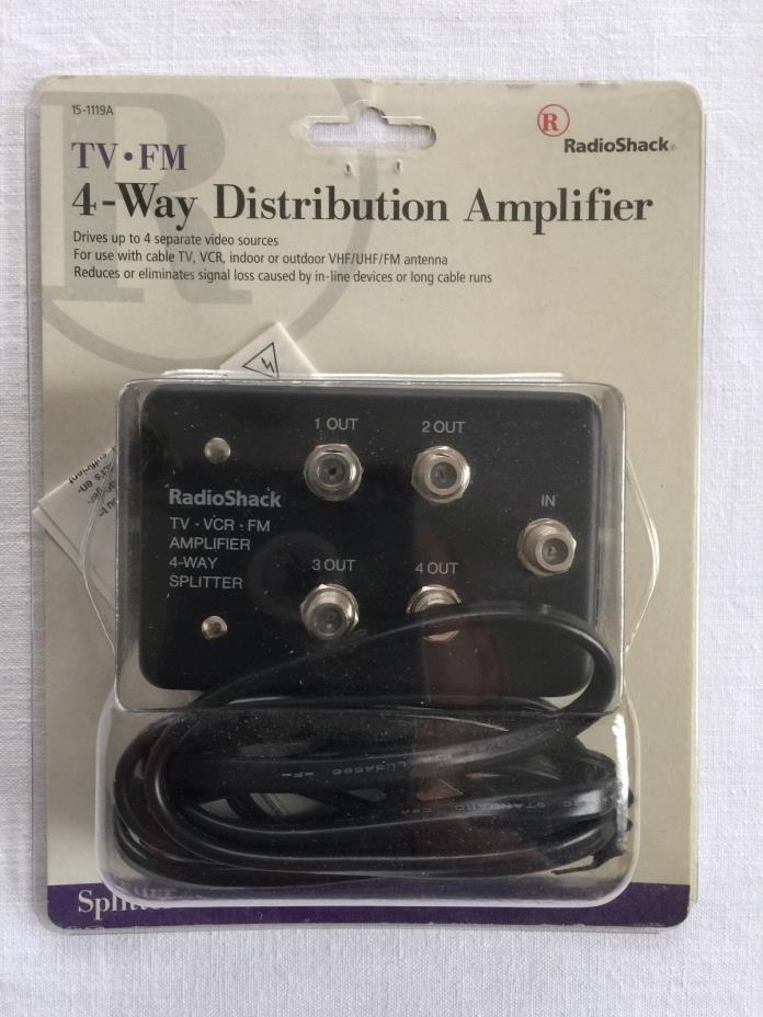 Radio Shack 15-1119A 4-Way TV FM Distribution Amplifier 50-550MHz 1.3dB Gain