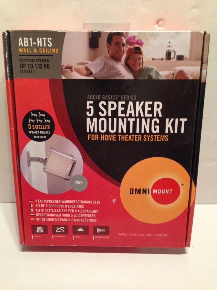 OMNIMOUNT AB1-HTS GREY 5 SPEAKER MOUNTING KIT SUPPORTS SPEAKERS UP TO 2.5 LBS
