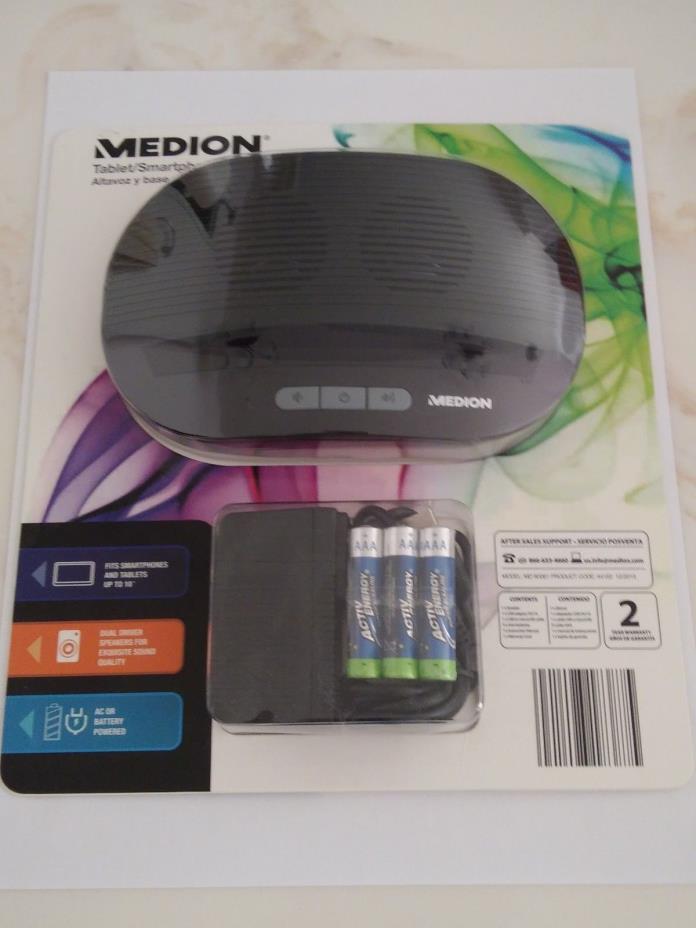 MEDION - TABLET/SMARTPHONE SPEAKER AND STAND - BLACK - NEW