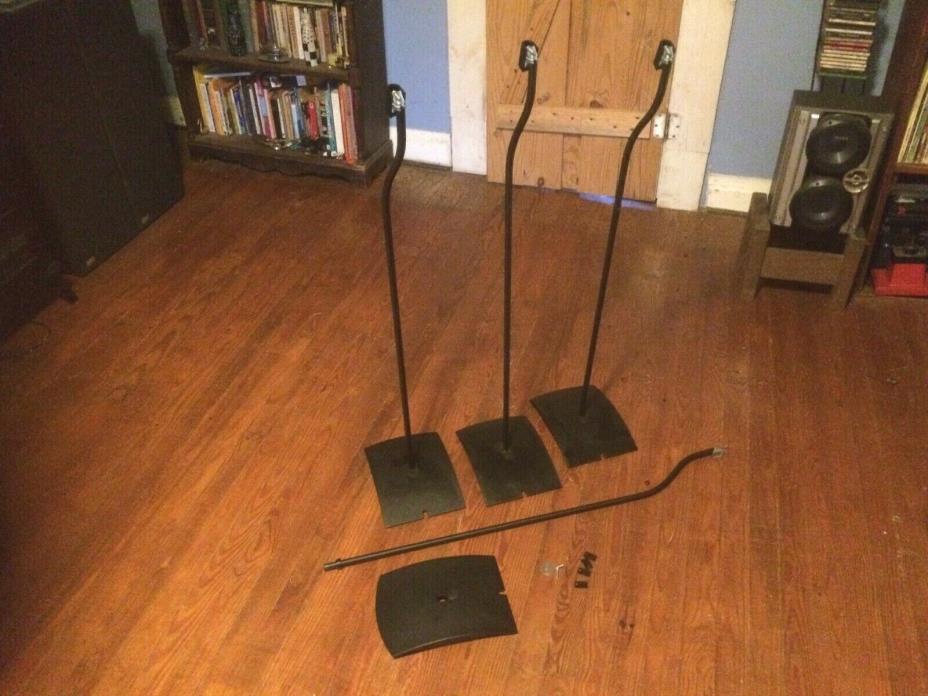 Lot 4 Bose Floor Stands  Double Cube Speakers Black bases rods and hardware