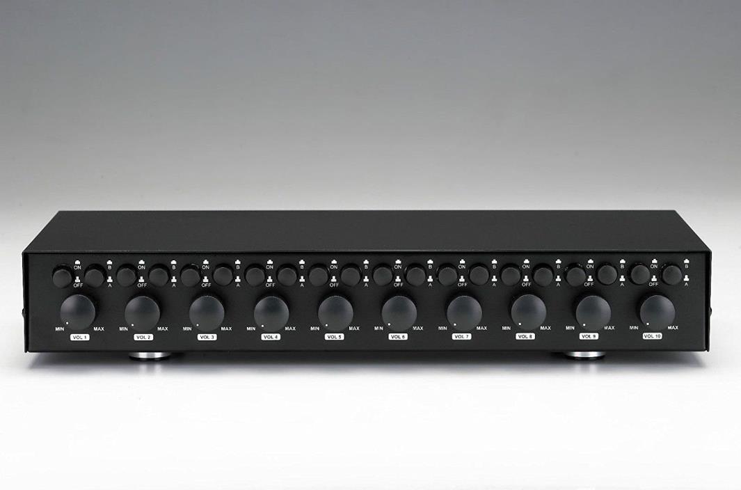 10 Zone 2 4 6 8 Pair Speaker Selector Switch Switcher with Volume Level Control