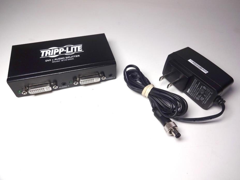 Tripp Lite 2 Port DVI Video / Audio Splitter / Booster B116-002A w/ AC Adapter