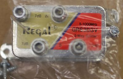 REGAL CABLE TV VIDEO DIGITAL HD COAXIAL 3 WAY SPLITTER 1GHZ VERTICAL