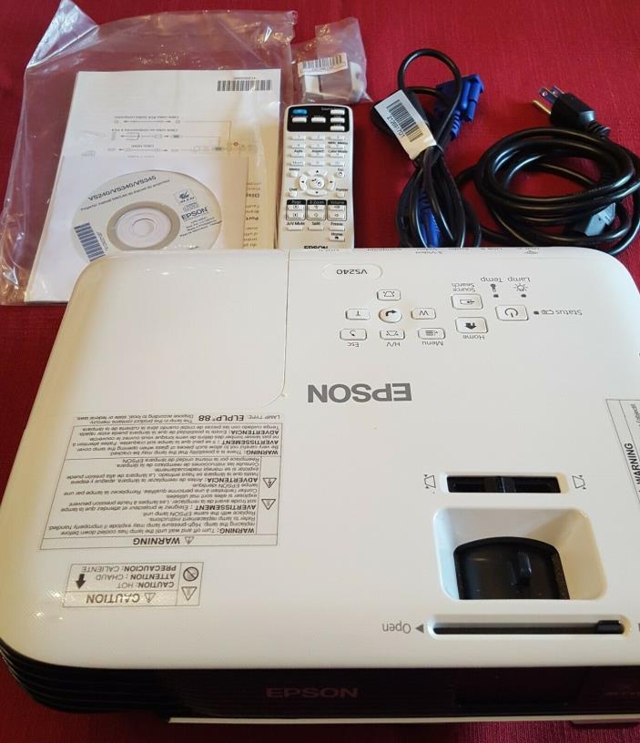 Epson VS240 SVGA 3LCD Projector 3000 Lumens Color Brightness, used once.
