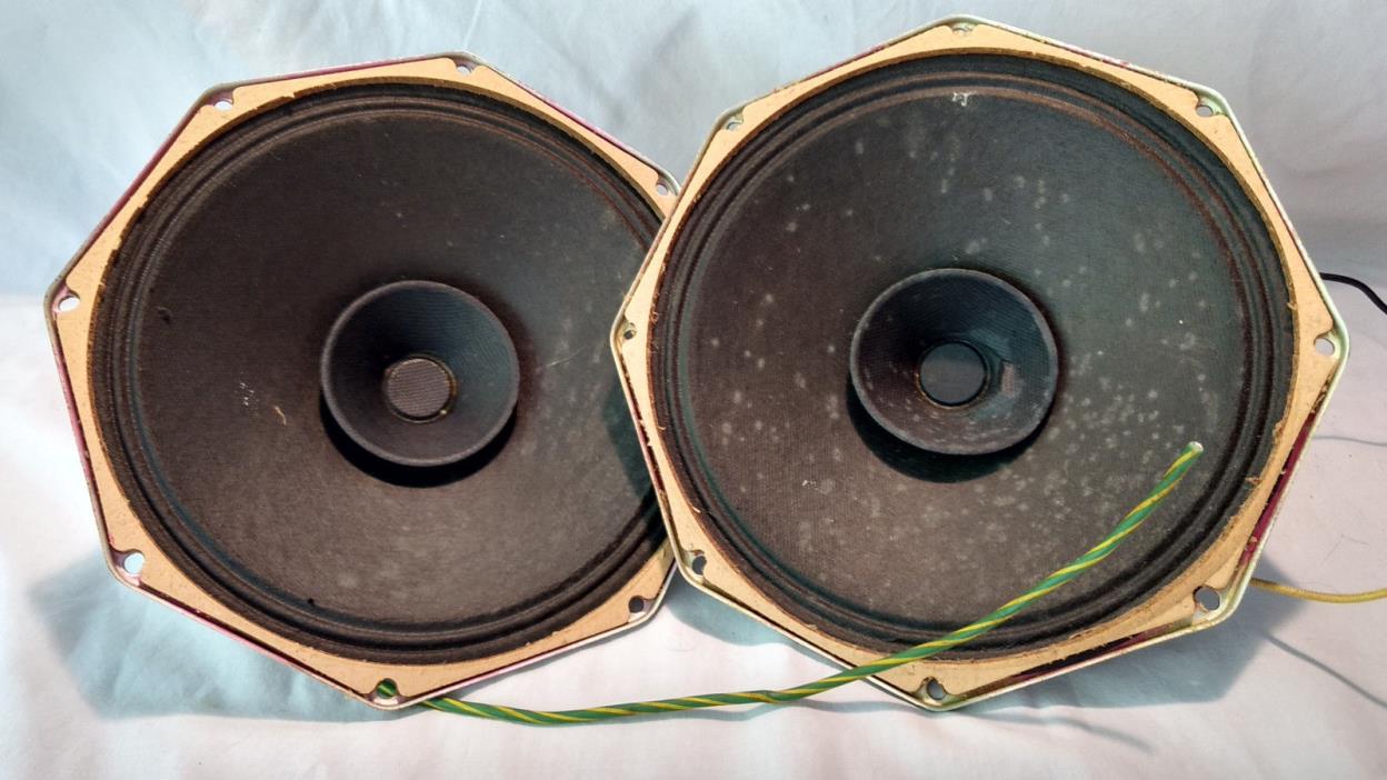 1957 PAIR 2 Vintage Philips Fisher AD 3800M 8ohm 8 Inch Speaker Full Range MCM