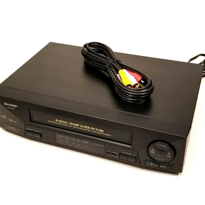 SHARP VC-A410U VHS VCR Video Cassette Recorder Player with AV Cable Set