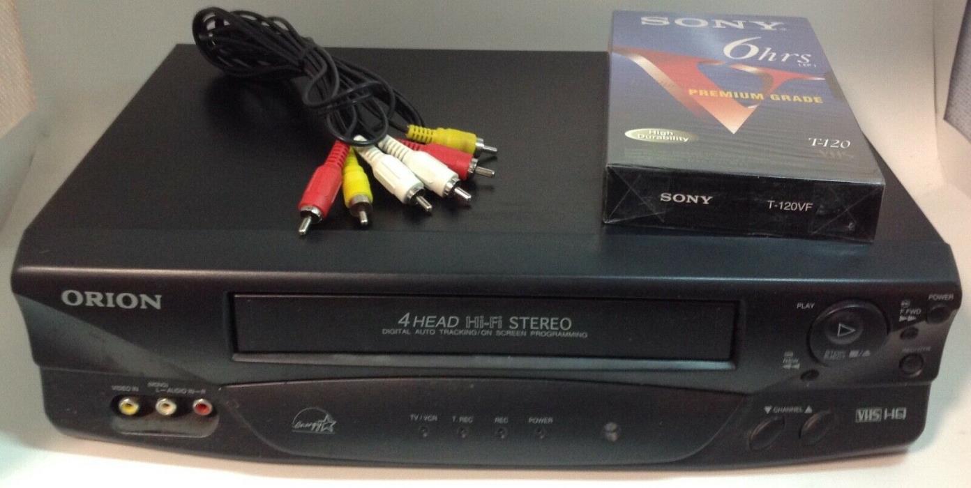 Orion VR5006 4-Head Hi-Fi Stereo VCR VHS Player Tested RCA Cables & Blank Tape