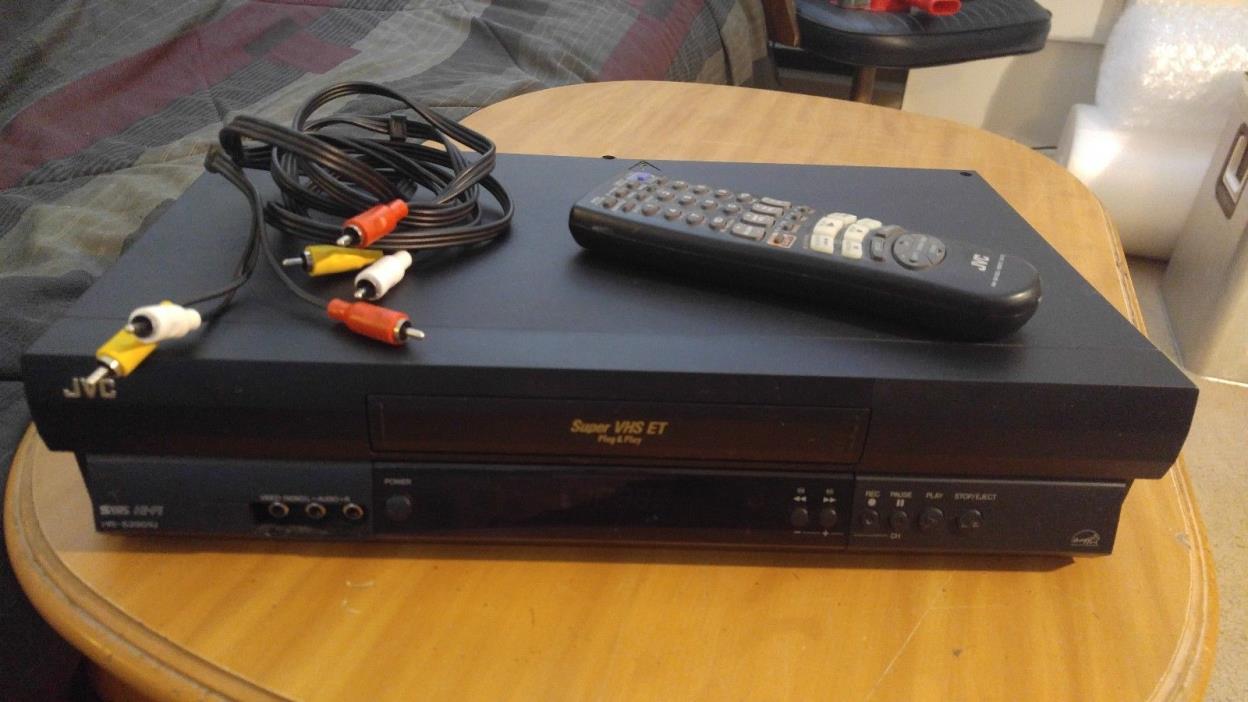 Nice Vintage Working Black VHS JVC HR-S2901U S-VHS VCR Player W/ Remote & Cables