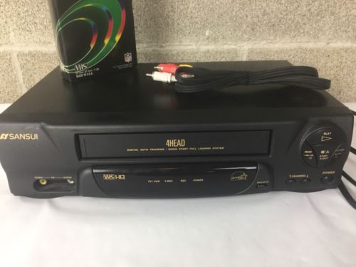 SANSUI VCR4510E HQ 4 Head VHS VCR Player/Recorder W/Tape, Cable TESTED