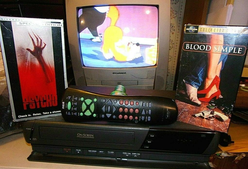 RCA On Screen Programming VR329 VCR-With REMOTE-+ 2 VHS MOVIES-ALL TESTED!!