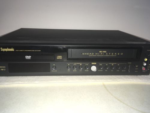 Symphonic DVD VCR Combo WF802 Video Cassette Recorder VHS w/ Remote Top