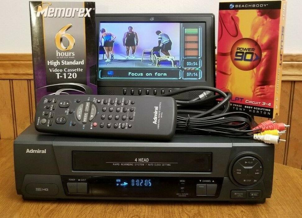 Admiral JSJ-20450 VHS/VCR Player Recorder w Remote VHS Tape and AV Cables