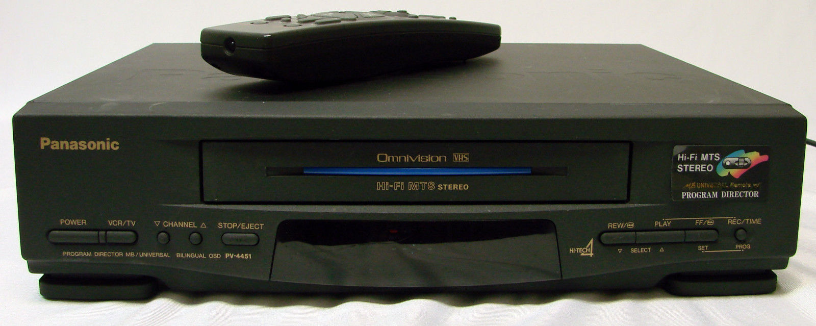Panasonic Omnivision PV-4451 4-Head Hi-Fi Stereo VHS / VCR Recorder with Remote