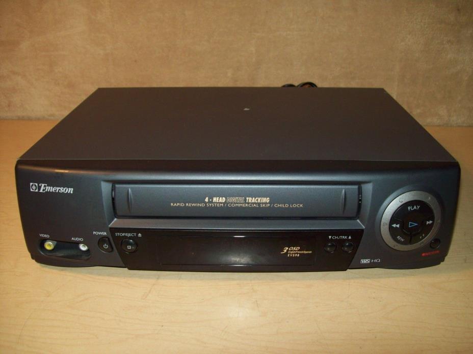 Emerson EV598~VCR~VHS~Player~4 Head~Tested~Works Well~Rapid Rewind~