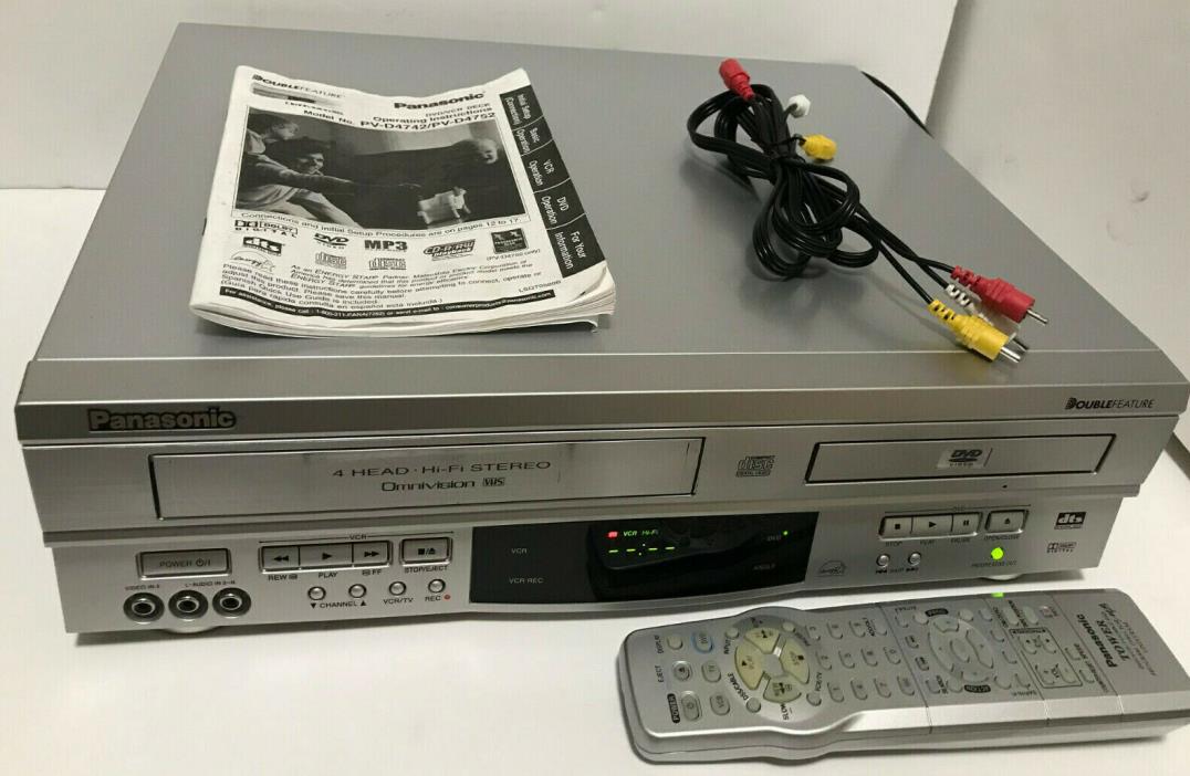 Panasonic Double Feature VHS VCR DVD Combo Player PV-D4752 Manual Cables Remote