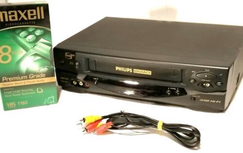 Philips Magnavox VCR VRZ360 VHS Player Recorder with AV Cables + New VHS tape