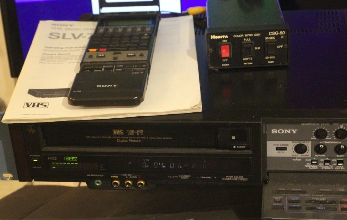 RARE 1989 SONY SLV-70HF VHS EDITING PAIR WITH REMOTE AND MANUAL FULLY TESTED OK