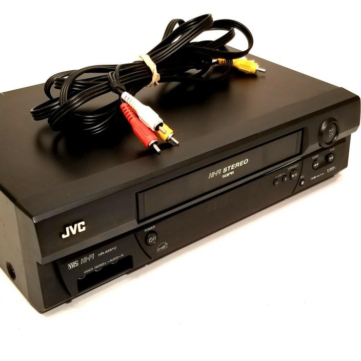 Vintage JVC VHS Player 4 Head Hi-Fi Stereo VCR Video Recorder With A/V Cable Set