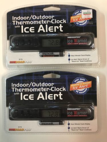 2- RoadPro 3172 Indoor/Outdoor Electronic Thermometer with Ice Alert and Clock