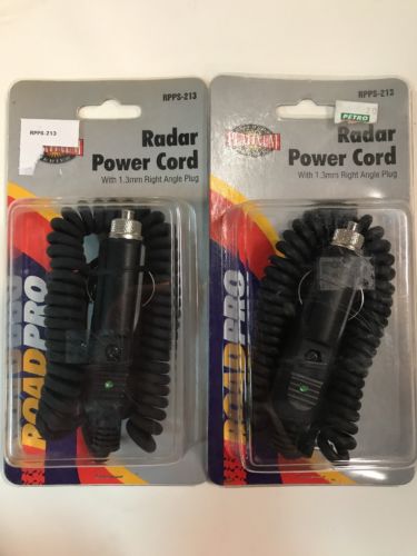 2 RoadPro Radar Power Cords RPPS-213 Right Angle Plug Cigarette Adapter 4ft New