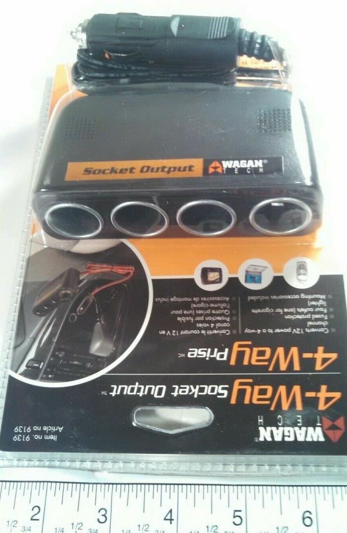 Wagan 4 Way 12V Automotive Socket Extender Cigarette Lighter Splitter Charger