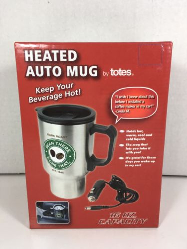 Heated Auto Mug by Totes 16 OZ. - Cigarette Lighter Plug In -Stainless Steel