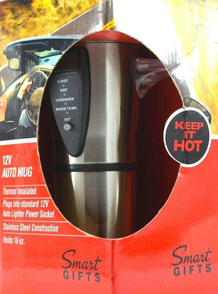 Therman Insulated Stainless Steel 12V Auto Mug 16oz Auto Shutoff New in Box F-27