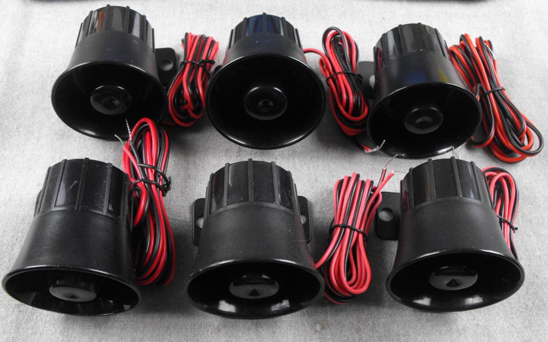 LOT OF 6 NEW LOUD 6-TONE 12-VOLT UNIVERSAL CAR ALARM / SECURITY SIREN / HORN
